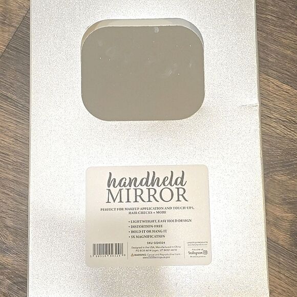 Glitz & Glam Pink Rhinestone 5X Magnification View Mirror - Picture 6 of 6